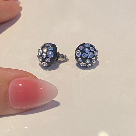 Swarovski Crystal Embellished Acrylic Stud Earrings for Women - Picture 6 of 11